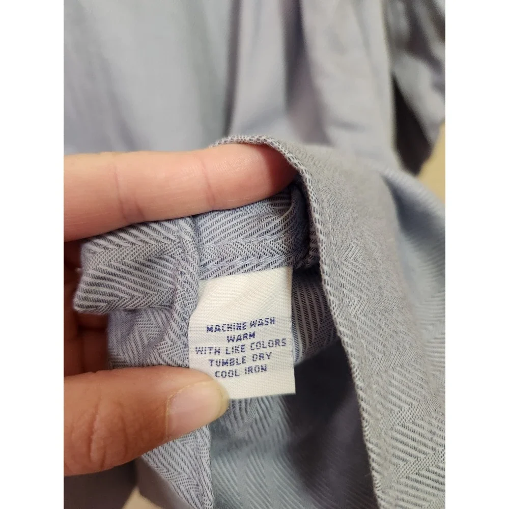 Alan Flusser Blue Button Down Shirt Mens Size 17 32/33 Long Sleeve Business Work